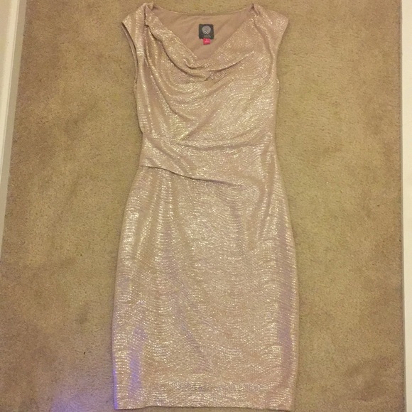 vince camuto rose gold dress